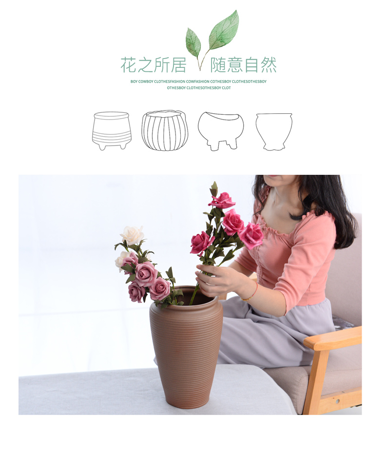 Coarse pottery ceramic vase planting restoring ancient ways is dried flowers sitting room zen flower arrangement home decoration wood, ceramic flower implement furnishing articles