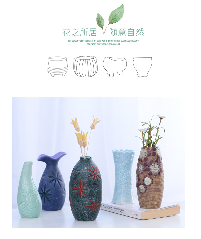 Furnishing articles of household ceramic vase flower implement transparent creative flower vase European household small sitting room fresh water bottle