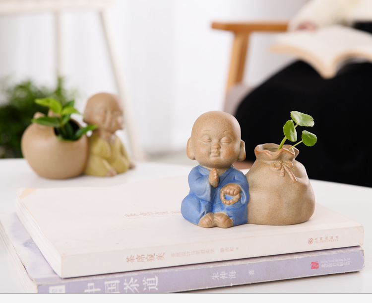 Hydroponic grass cooper contracted small zen monk vase more than other meat water raise no hole, flowerpot ceramic dry flower vase