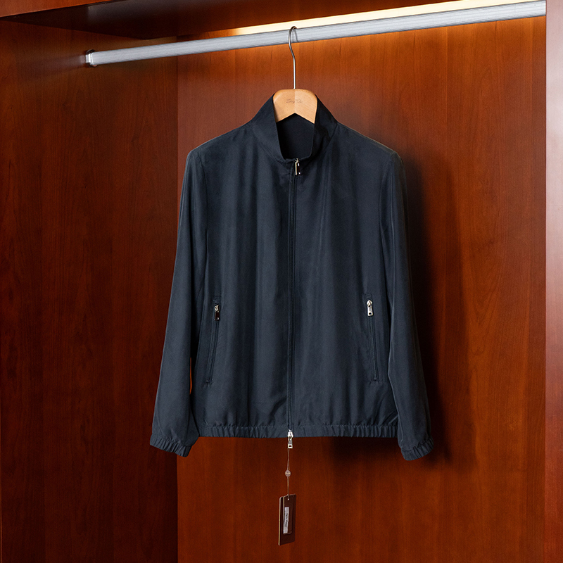 Zhengchen/正辰 (High-End Black Label) Matte 100% Pure Mulberry Silk Lightweight Bomber Men's Jacket
