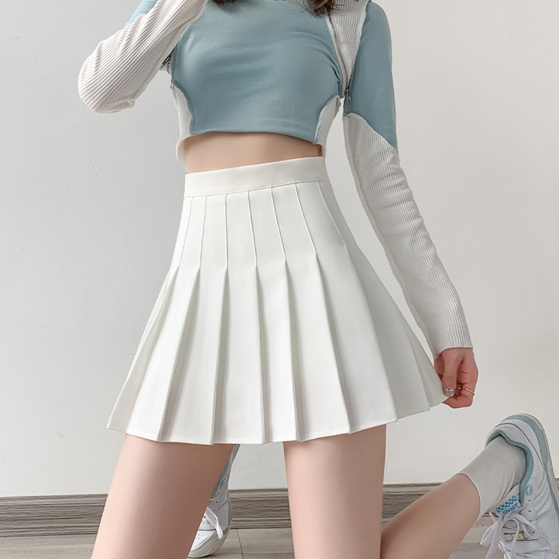 White Suit Pleated Skirt for Women, Summer 2026 New Style, High-Waisted Slimming A-Line Short Skirt, Petite Jk Skirt