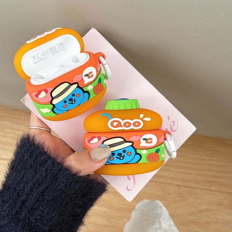 Orange Juice Drink Huawei Free Clip2 Headphone Protective Case Cute Cartoon Orange Juice Cup Soft Shell Headphone Cover Headphone Case Protective Case Thickened Headphone Bag
