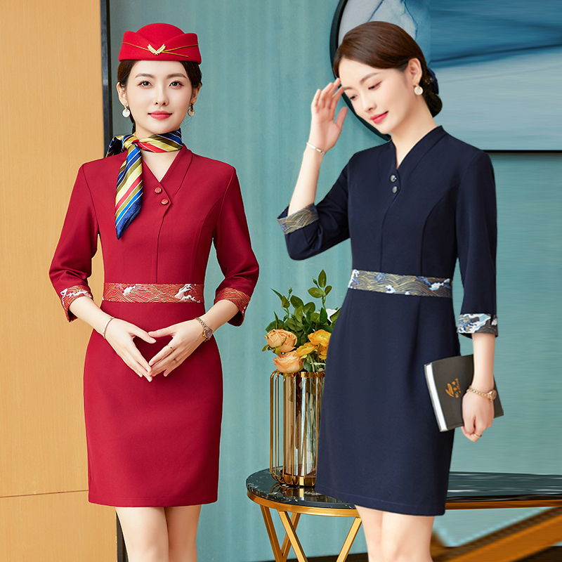 Flight Attendant Uniform Dress Professional Attire New Fashion Elegant Hotel Front Desk College Interview Reception Work Clothes for Women