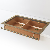 Italian imported OfficineGullo handmade brass 80cm kitchen double sink dishwashing pool