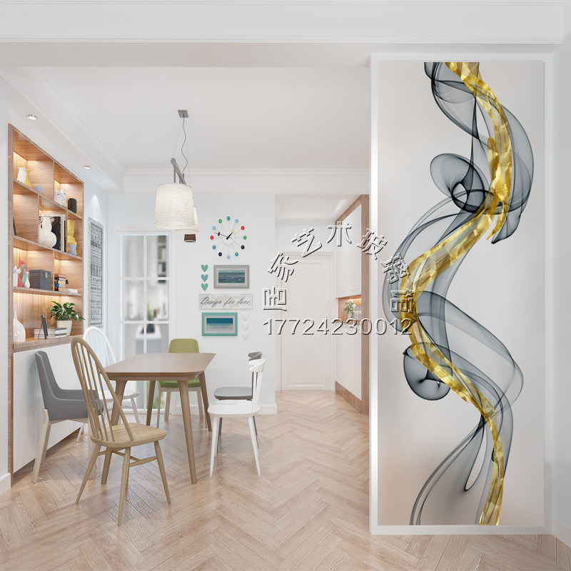 Modern art glass suspension ceiling double-sided partition screen into the entrance living room background frosted light light light abstraction