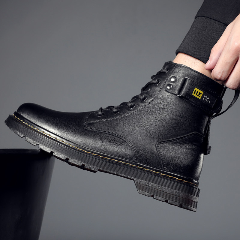 Martin Boots Man Genuine Leather High Cylinder Shoes 2022 New Inlun Wind Tooling Boots Men Trends Short Boots Winter Boots Man