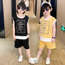 Childrens vest Summer clothing thin section 5 boys 8 outwear sleeveless pure cotton Summer CUHK Boy 10-year-old boy shorts suit