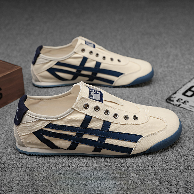 Tiger Shoes Summer Canvas Laceless Breathable Flat Casual Sports Shoes Men's Classic Style Men's Shoes