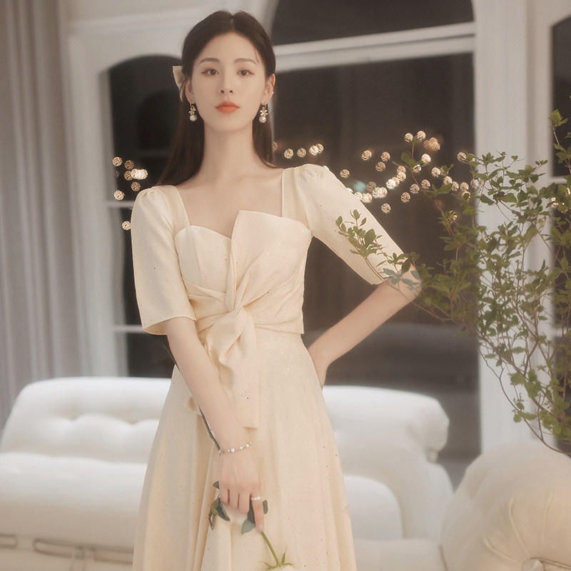 Champagne Small Crowns Bridesmaid Service 2022 New Wedding Sisters Costume Bridesmaid Group Evening Dress Hostess Temperament Summer