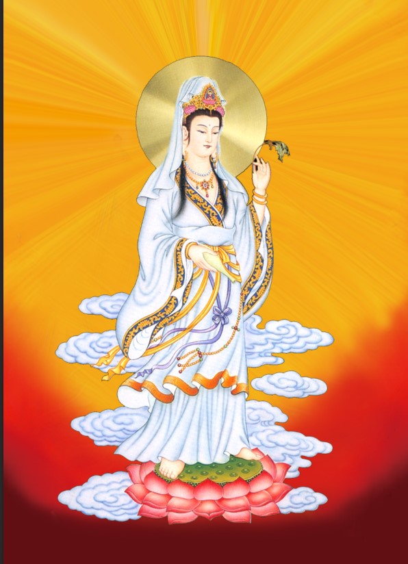 The bringing of a beautiful picture of Buddha pure soil of South Hai Guoshi Bodhisattva portrait with double - sided plastic seal