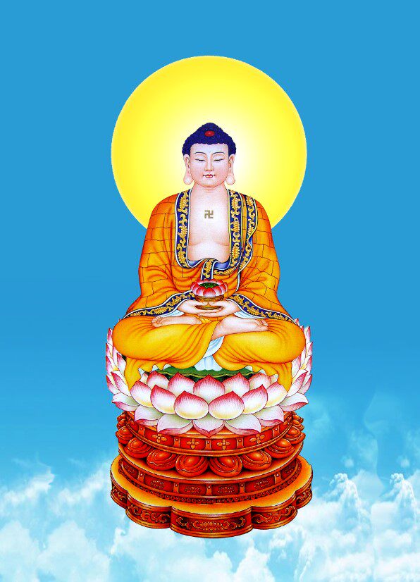 The knot is fine with the Buddha painting like the Amitabha Buddha such as the Buddha portrait photo-photo paper bifacial plastic packaging