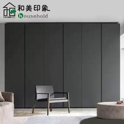 And beauty impression minimalist invisible handle-free wardrobe custom high skin feel gray cloakroom wardrobe custom design