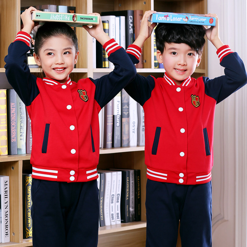 Primary school uniform Spring and autumn suit Kindergarten garden suit three-piece suit Autumn and winter British style class suit Baseball suit Winter suit