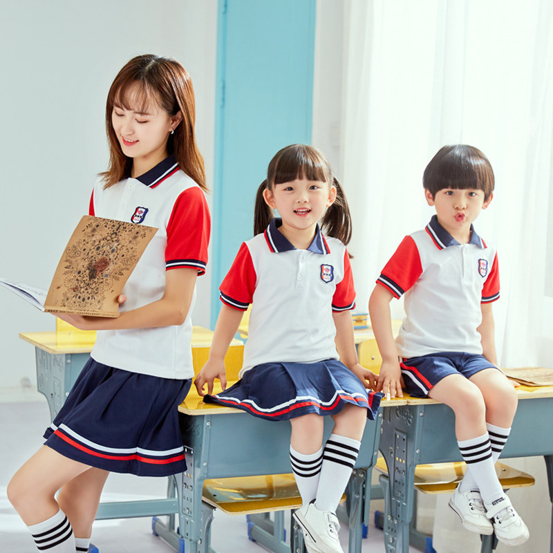 Kindergarten Garden Suit Summer Clothing College Wind Short Sleeve Suit Elementary School Children School Uniforms Class Clothes Pure Cotton Teacher's Garden Uniform Performance Clothing