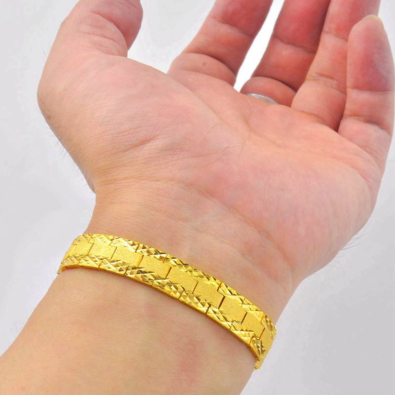 Synthetic Metal Bracelet 18K Pure Gold Scandinavian Gold Flat Bracelet Non-Fading Gift Chinese Valentine's Day for Men Synthetic Metal Bracelet 18K Pure Gold Scandinavian Gold Flat Bracelet Non-Fading Gift Chinese Valentine's Day for Men