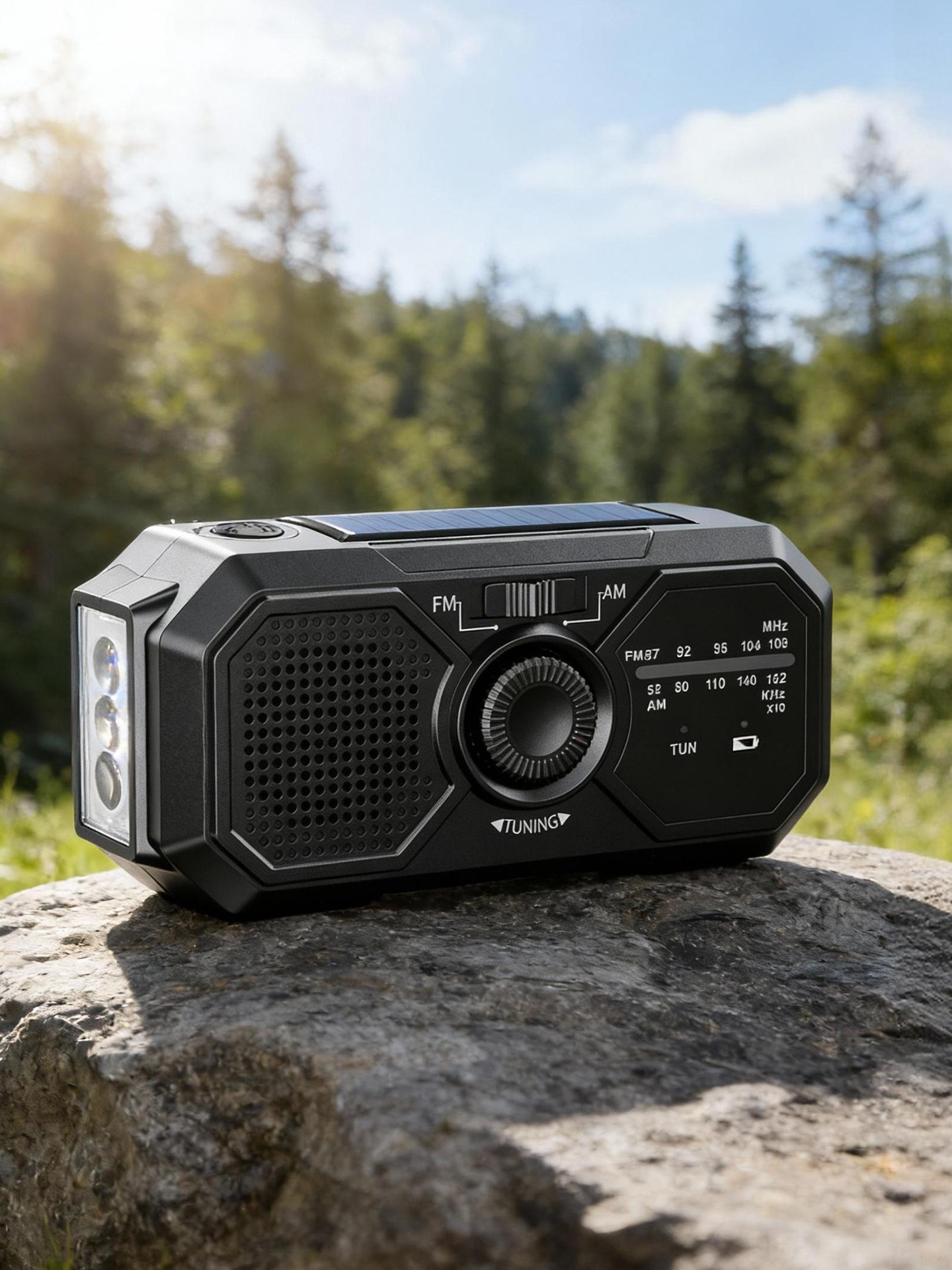 Emergency Disaster Prevention and Preparedness Solar-Powered Hand-Cranked Radio Power Bank Outdoor Multi-Functional Five-In-One Flashlight