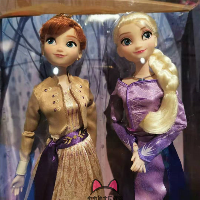 Shanghai Disney Little Shede Huanhuan's Same Model Elsa and Anna Figurine Children's Doll Toy Set
