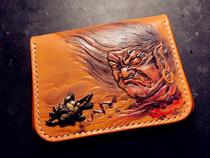 Bones hand-leather art series-customized hand-carved non-moving Ming Wang short wallet