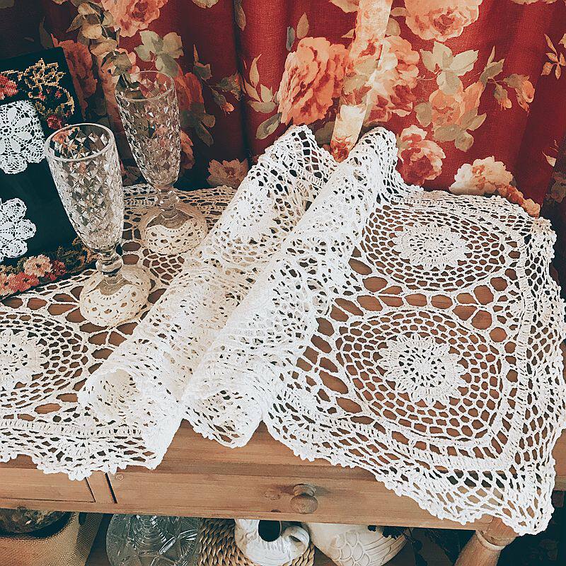 Throw foreign trade export original single European pastoral pure cotton handmade crochet tablecloth tablecloth flag Bed cabinet Shoe cabinet cover towel