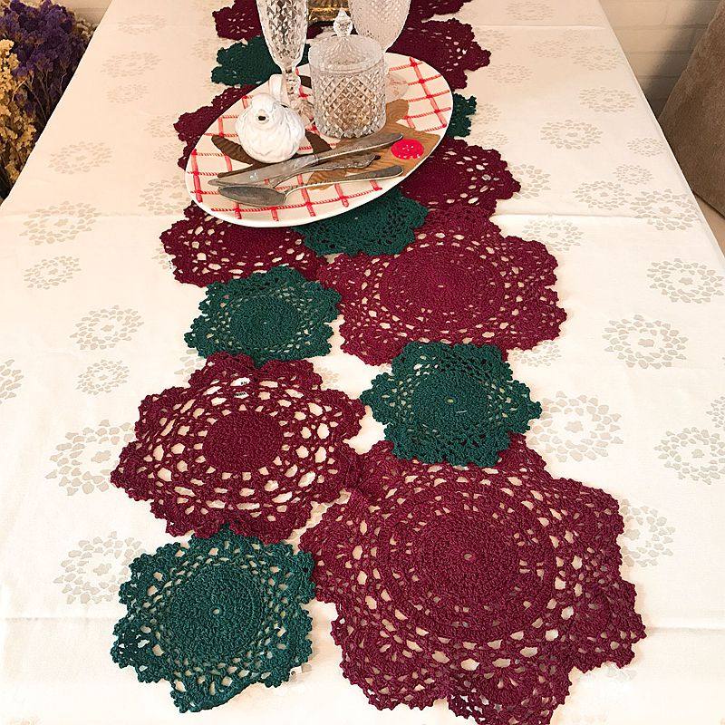 Fun hand-made American country pure cotton handmade crochet crochet coaster plate pad DIY accessories Tablecloth tablecloth door curtain
