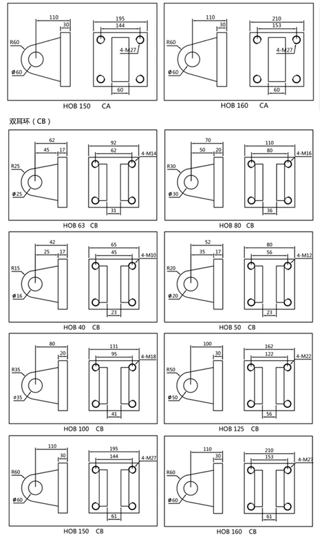 Xi lanh dầu áp suất cao xi lanh thủy lực HOD-L/HOB 40/63/80/125/150/200*100-50 có thể điều chỉnh hành trình