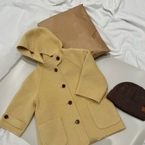 Spot resurrection butter sheep wool double-sided woolen coats for men women and children loose and warm mid-length coats for parents and children