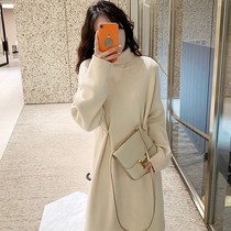 Autumn and winter assembly coat knitted dress female design sense niche knee-bottom sweater skirt