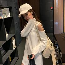 2022 autumn Winter new womens clothing small sub-hit bottom inner lap long sleeve white knit sweater dress for children