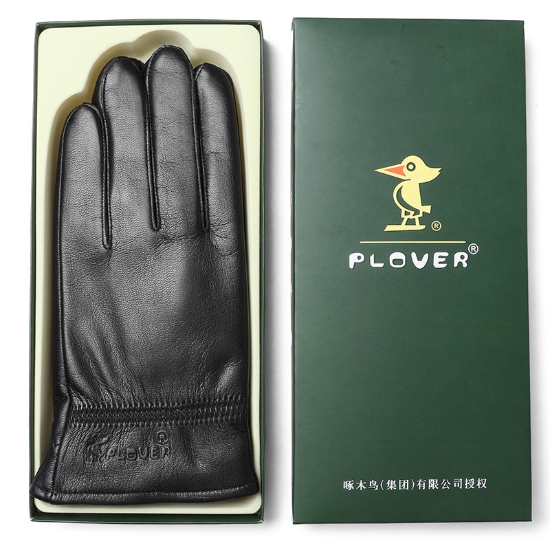 Plover Genuine Leather Gloves for Men, Autumn and Winter, Touchscreen Compatible, Fleece-Lined, Warm, Windproof, Cycling Sheepskin Gloves, Thin Style, Labor Protection