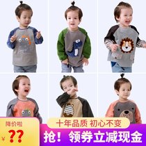 Husibei childrens long sleeve overcoat Waterproof dinner coat Baby kindergarten large size overcoat Pure cotton sleeveless painting coat