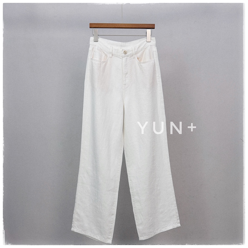 Th* Row Heavyweight Original Linen Denim Cropped Straight-Leg Jeans for Women, High-End White Casual Pants Th* Row Heavyweight Original Linen Denim Cropped Straight-Leg Jeans for Women, High-End White Casual Pants