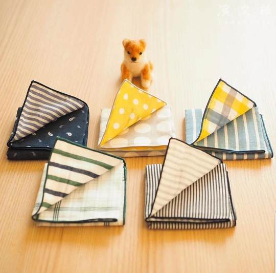 【现货】日本进口 hamamonyo 濱文様 和风双层棉纱刺绣手帕 礼物