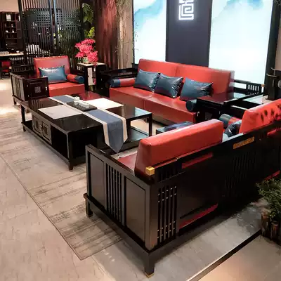 新中式沙发现代客厅中国风实木沙发组合酒店别墅轻奢布艺沙发家具 新中式沙发现代客厅中国风实木沙发组合酒店别墅轻奢布艺沙发家具