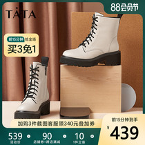 Tata he her autumn and winter counter with the same cowhide leather Martin boots versatile fashion boots trendy womens boots new WGK01DZ9