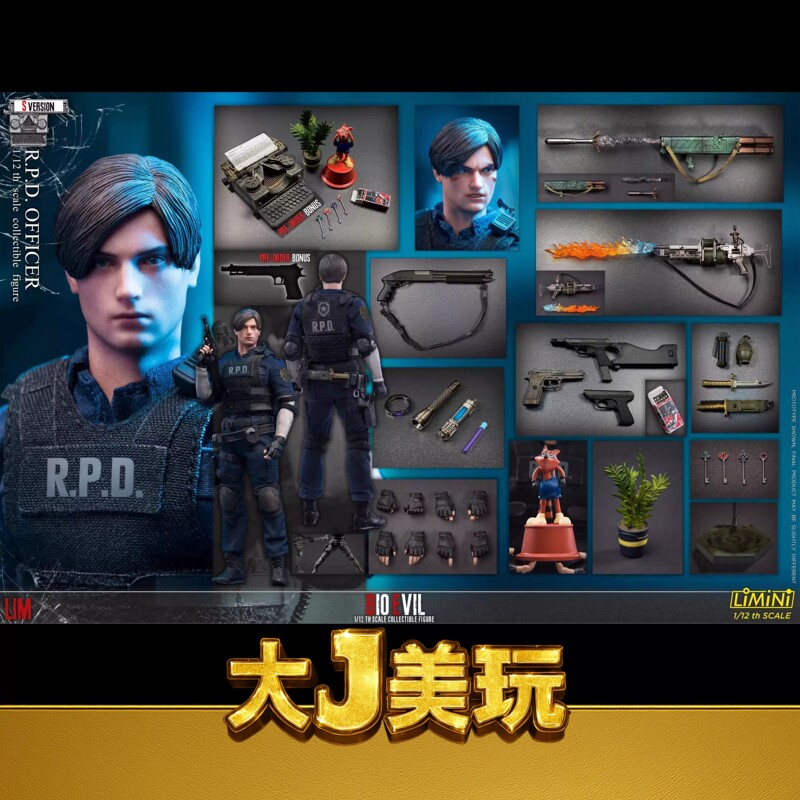 [in Stock] Limtoys Biohazard 1/12 Rpd Police Officer Leon 26Th Anniversary Reissue Movable Figure
