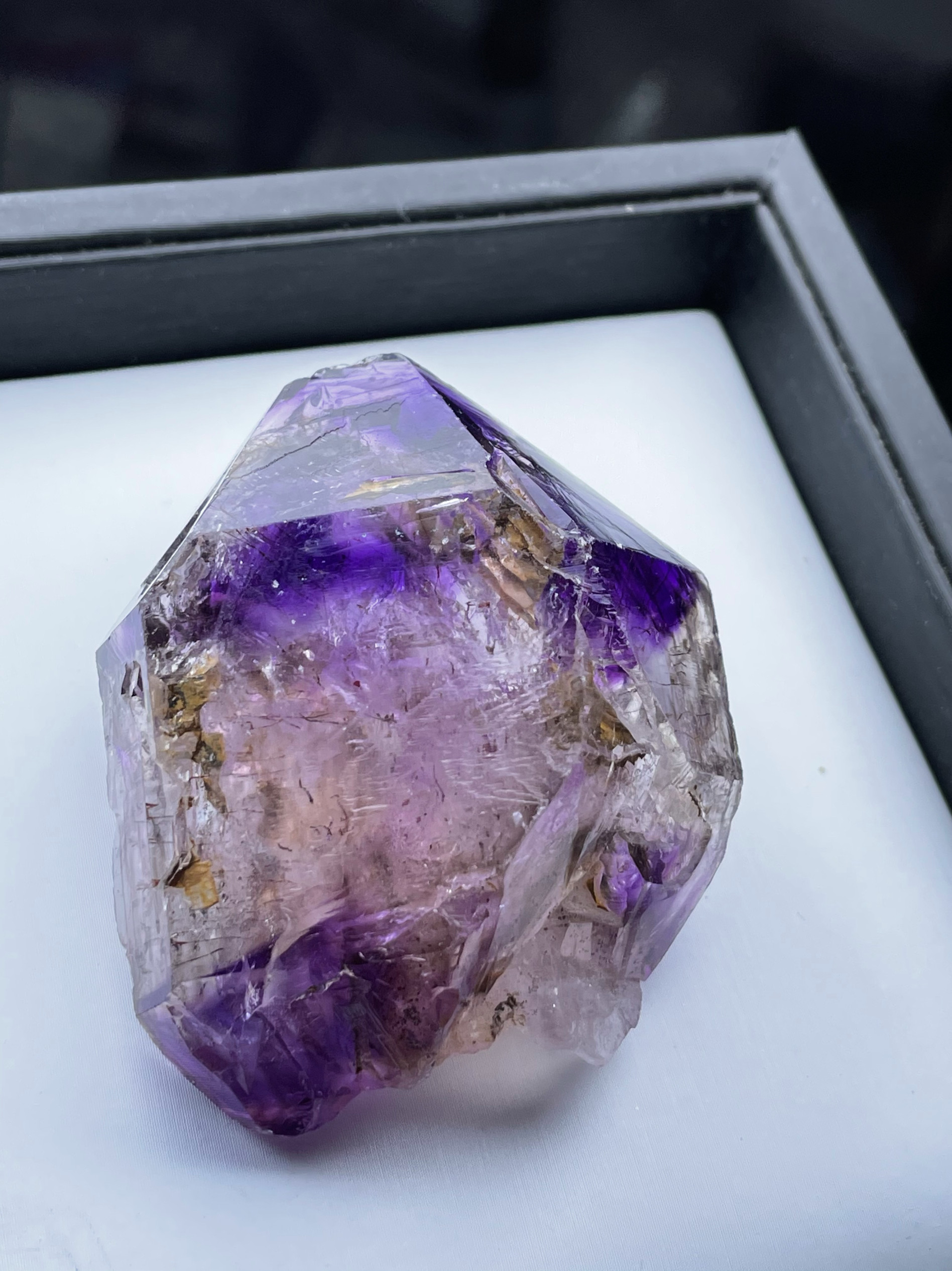 扁平超七紫水晶原石紫超七水胆原矿电路板水晶超七沙漏手握件