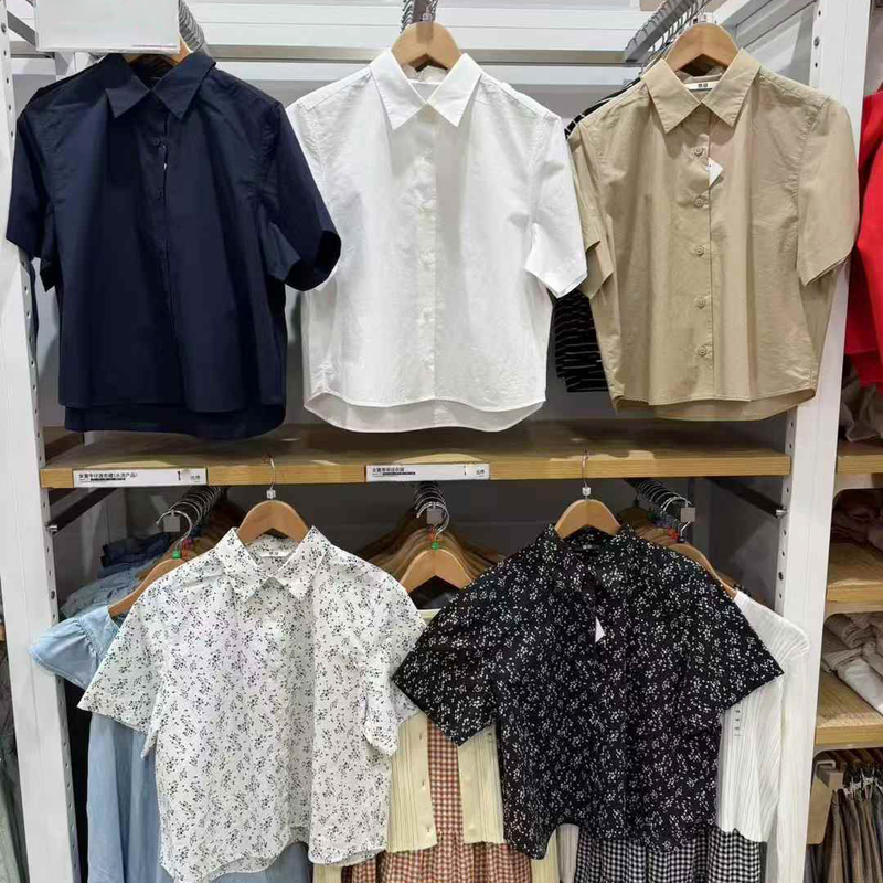 475754/475672 Fitting Room Summer Women's Cotton Short Shirt Short-Sleeved Shirt Casual Versatile Top 475754/475672 Fitting Room Summer Women's Cotton Short Shirt Short-Sleeved Shirt Casual Versatile Top