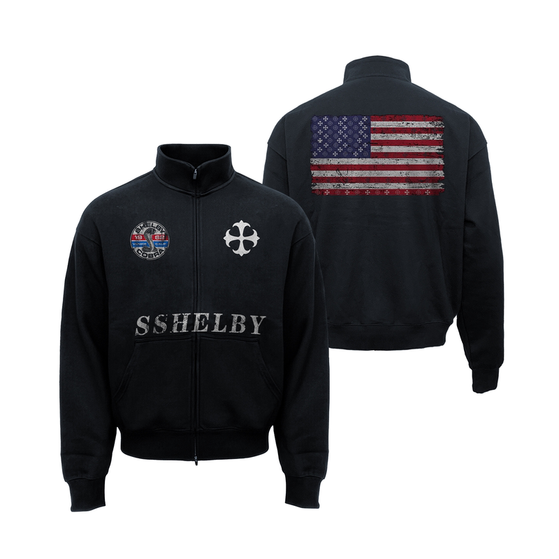 Original Authentic Dehzss26 Stand-Up Collar Vintage Short Wide Sports Terry 450g Heavyweight Direct Spray Cardigan Sweatshirt