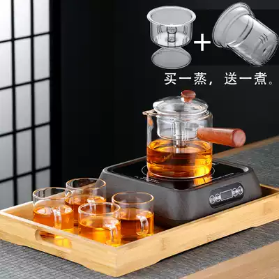 Heat-resistant glass teapot side put black tea boiling teapot Japanese steamed teapot flower teapot high temperature resistant handmade tea ware