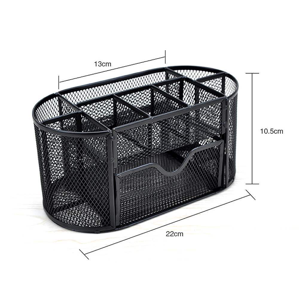 9 Storage Multi-functional Mesh Metal Desk Organizer Pen Hol