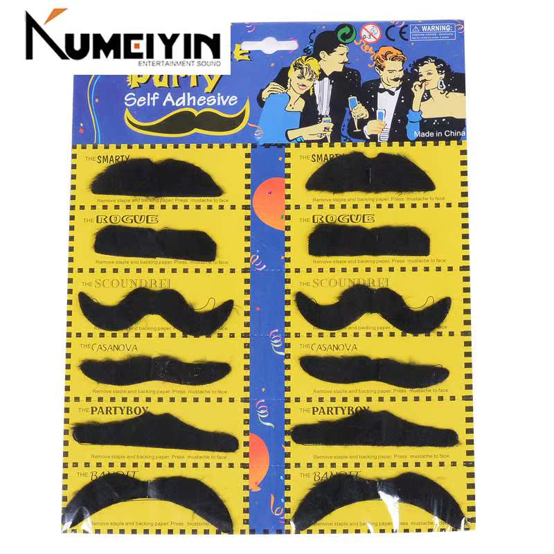 Halloween black moustache props 12 costume ball party fake