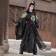 Original Tang style round neck robe with black embroidery