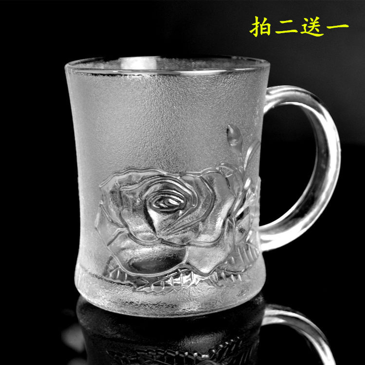 Mark cup with a glass cup heat-resistant frosted rose cup tea water cup embossed with a cup of tea