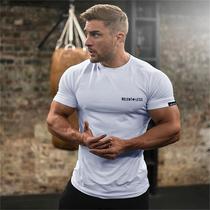 Muscle fitness sports tights mens round neck T-shirt summer quick-drying clothes short sleeves T fitness training clothes thin base shirt