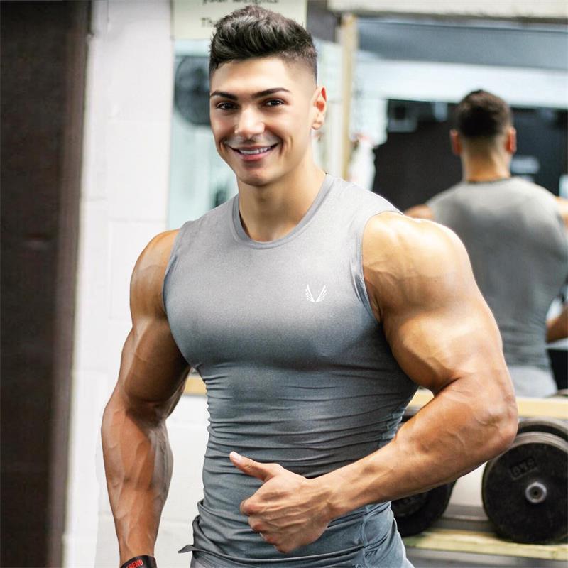 Fitness stretch vest muscle male bodybuilding training suit wide shoulder sleeveless shapewear Personal trainer overalls customized