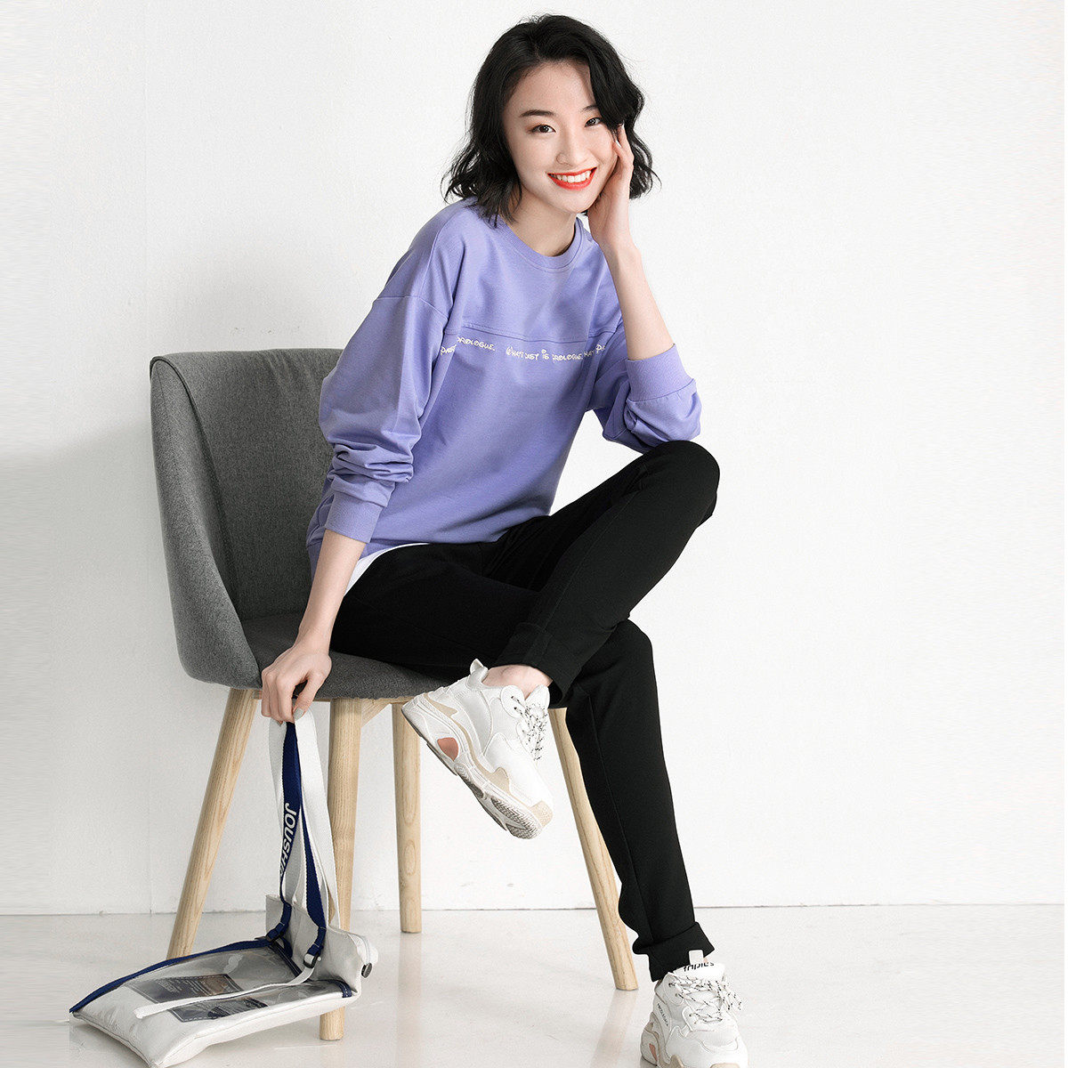 2021 Autumn New Products Free to Suck Casual Suit Women Fake Two Letters Embroidered Round Collar Long Pants Two Pieces