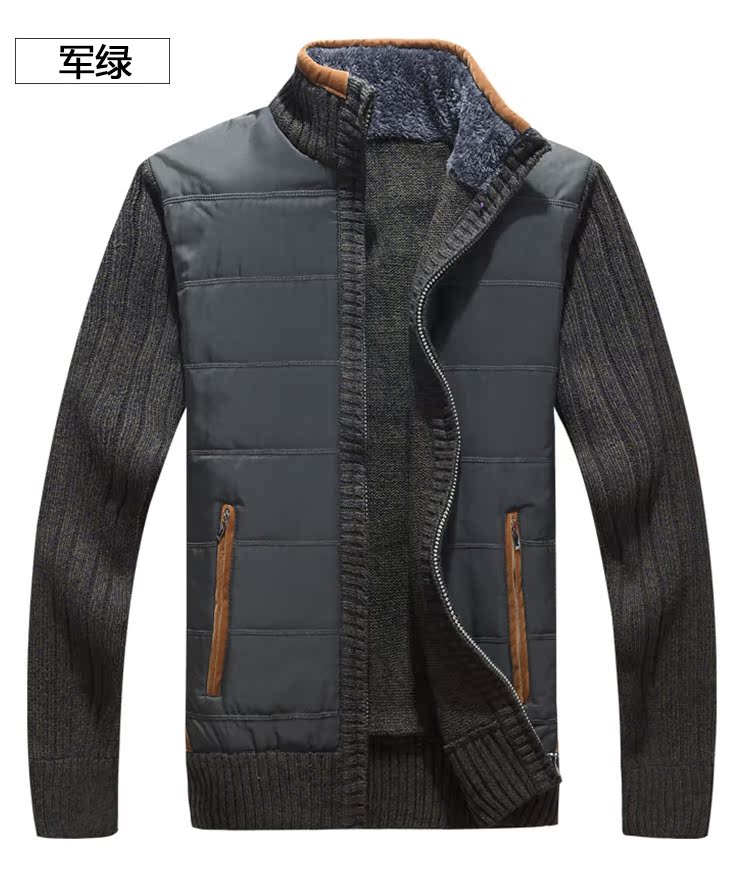 Áo len nam mùa thu cardigan Zip Jacket Áo khoác màu rắn Cổ áo đứng nam dày bên ngoài mặc bên trong áo len ao len nam