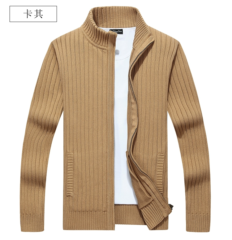 Đặc biệt hàng ngày mùa xuân nam cổ áo cổ áo cardigan dây kéo áo len giản dị áo khoác nam cotton áo len áo len