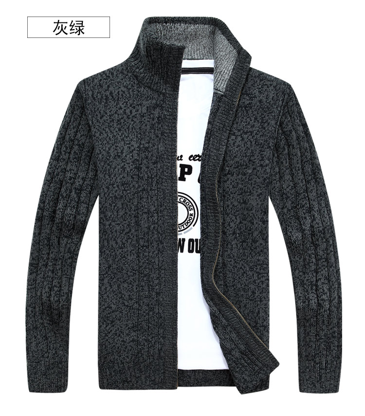 Áo len nam mùa thu áo len dây kéo áo len màu rắn cổ áo cao cổ áo đứng nam áo len áo len kích thước lớn hoodie nam