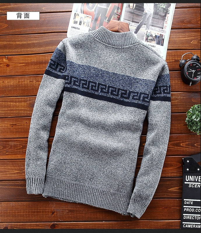 Mùa xuân nam thu đông dây kéo đan áo len cardigan áo khoác giản dị đứng cổ áo len nam cổ cao cộng với nhung dày shop đồ nam đẹp